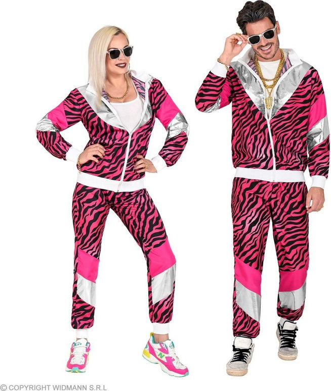 Feestbazaar Fout 80's Trainingspak Tijger Roze Unisex