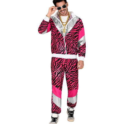 Feestbazaar Fout 80's Trainingspak Tijger Roze Unisex