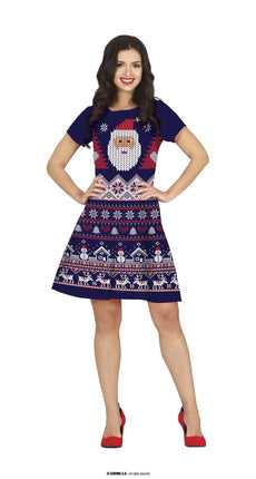 Feestbazaar Fout Kerstjurkje Blauw Gehaakt