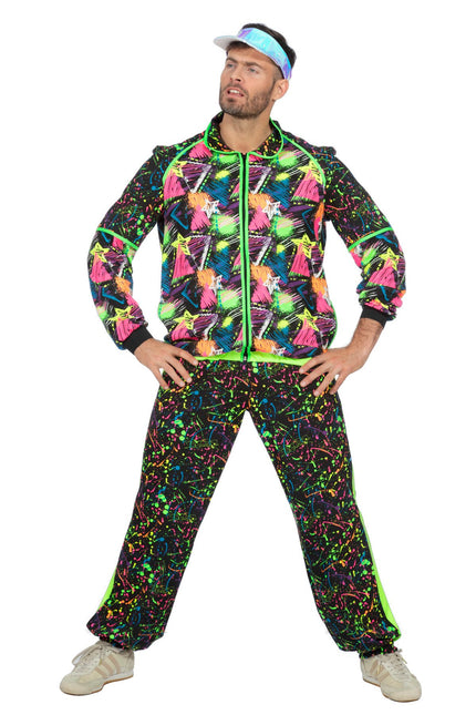 Feestbazaar Fout Neon trainingspak 80´s Volwassenen