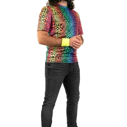 Feestbazaar Fout T-Shirt Neon Panterprint Volwassenen