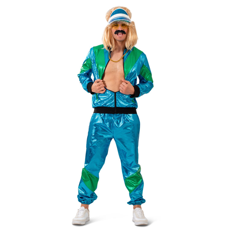 Feestbazaar Fout Trainingspak Dylano Blauw Pailletten Heren