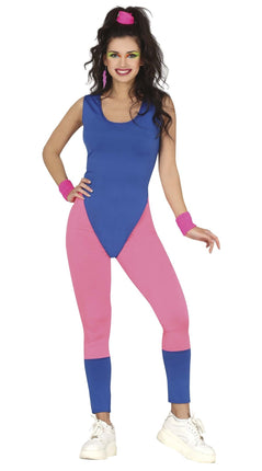Feestbazaar Foute Gymnast Dames Kostuum Blauw/Roze