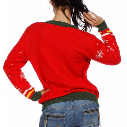 Feestbazaar Foute Kersttrui rood met kerstelf