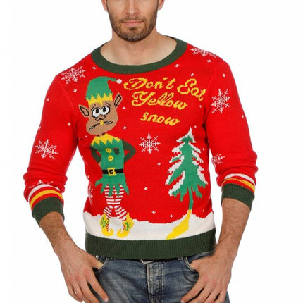 Feestbazaar Foute Kersttrui rood met kerstelf