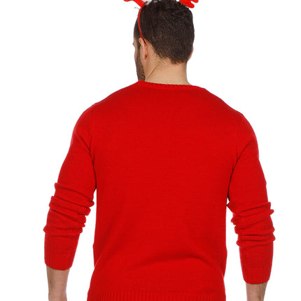 Feestbazaar Foute Kersttrui Rood Met Rendier