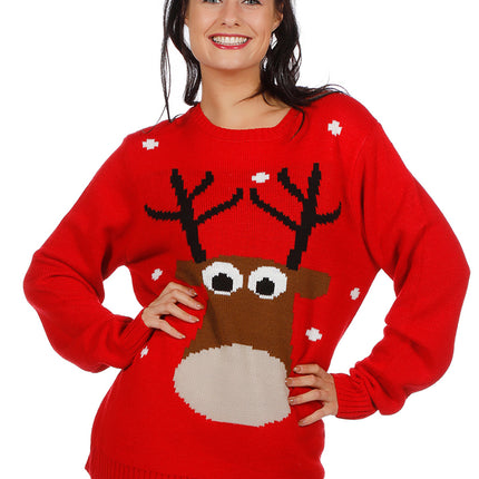 Feestbazaar Foute Kersttrui Rood Met Rendier