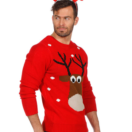 Feestbazaar Foute Kersttrui Rood Met Rendier