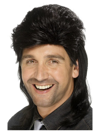 Feestbazaar Foute Mullet Pruik Zwart