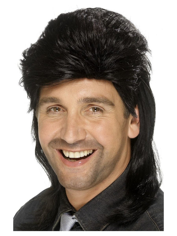 Feestbazaar Foute Mullet Pruik Zwart