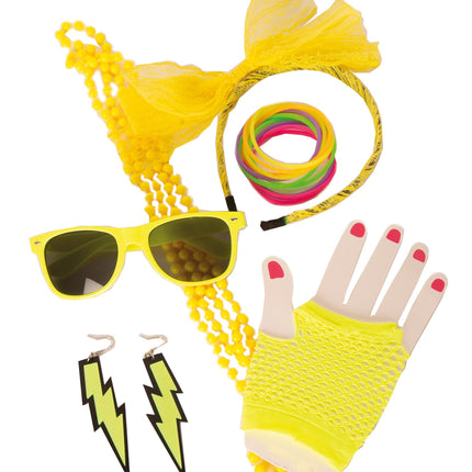 Feestbazaar Foute Party Accessoires Set Neon Geel