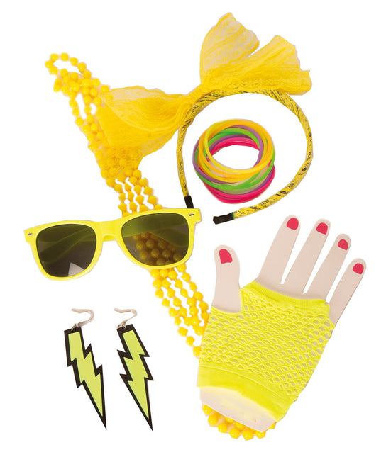 Feestbazaar Foute Party Accessoires Set Neon Geel