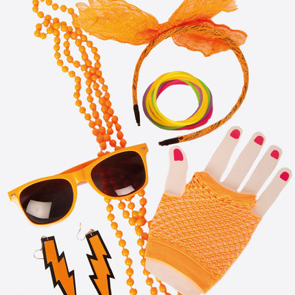 Feestbazaar Foute Party Accessoires Set Neon Oranje