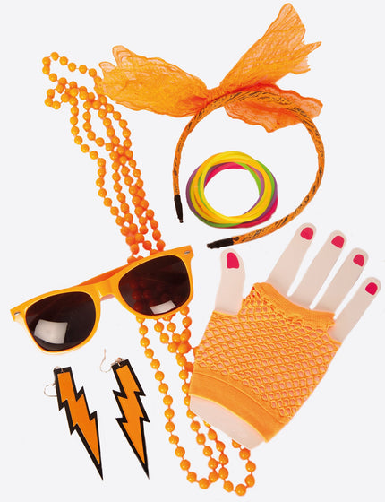 Feestbazaar Foute Party Accessoires Set Neon Oranje