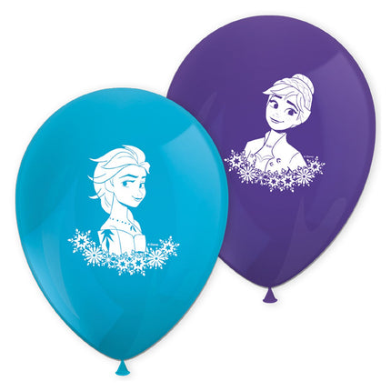 Feestbazaar Frozen Ballonnen Anna En Elsa Blauw/Paars (8st)