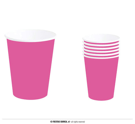 Feestbazaar Fuchsia Neon Bekertjes (6st)