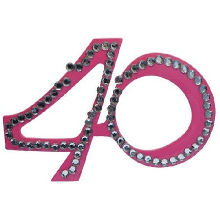 Feestbazaar Funbril 40 met steentjes roze