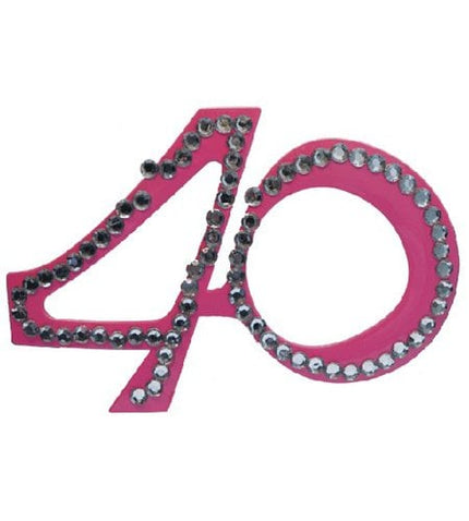 Feestbazaar Funbril 40 met steentjes roze