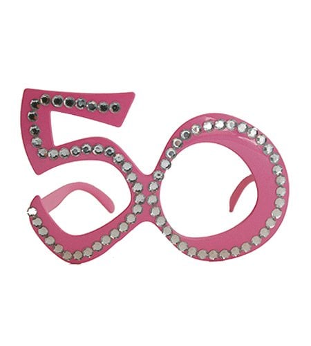 Feestbazaar Funbril 50 met steentjes roze