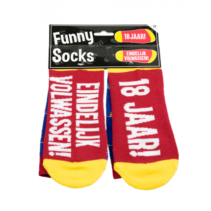 Feestbazaar Funny Sokken 18 jaar Eindelijk Volwassen