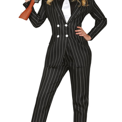 Feestbazaar Gangster Krijtstreep Kostuum Dames
