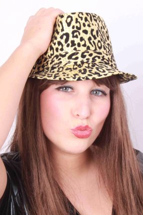 Feestbazaar Gangsterhoed met animalprint goud