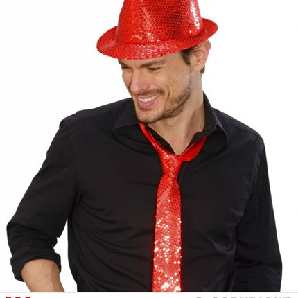 Feestbazaar Gangsterhoed pailletten rood