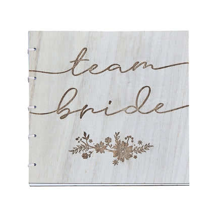 Feestbazaar Gastenboek Bruiloft 'Team Bride' Vintage Rustiek Hout