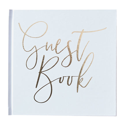 Feestbazaar Gastenboek Bruiloft Wit/Goud