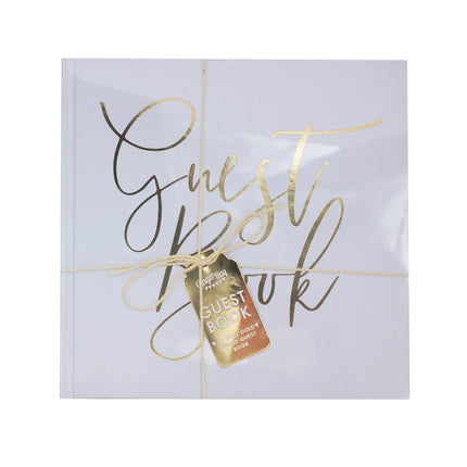 Feestbazaar Gastenboek Bruiloft Wit/Goud