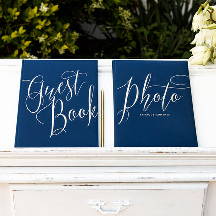 Feestbazaar Gastenboek Chique Navy Blauw 20x24,5cm
