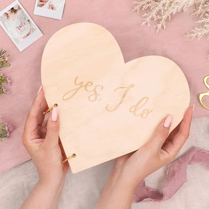 Feestbazaar Gastenboek Hout Yes I Do Huwelijk