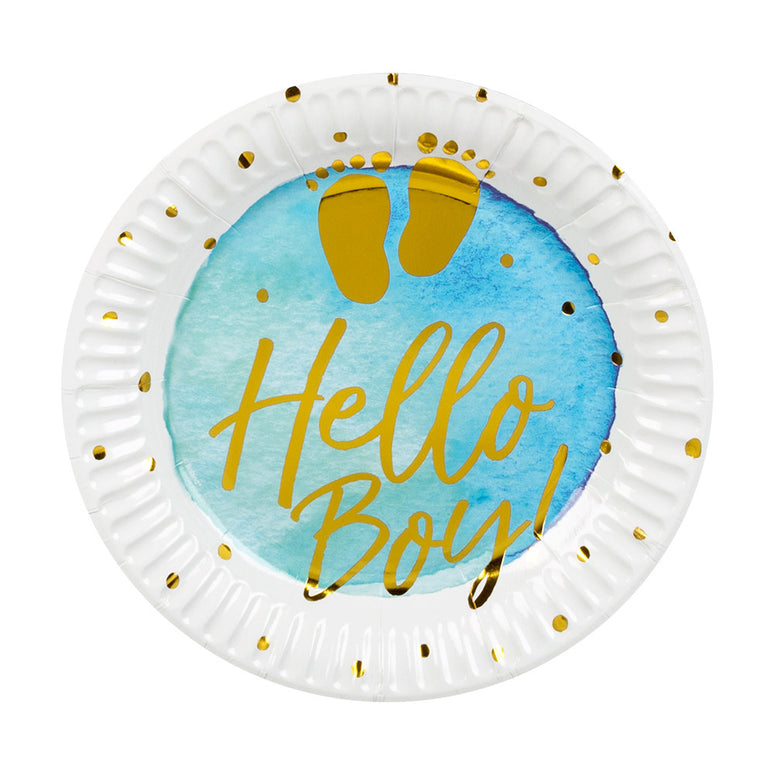 Feestbazaar Geboorte Feestbordjes Hello Boy! (10st)
