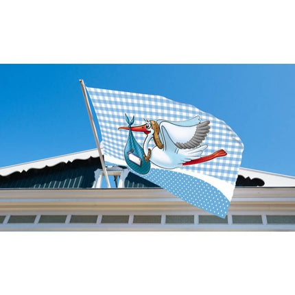 Feestbazaar Geboorte Jongen Raamvlag Ooievaar 60x90cm