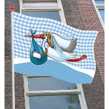 Feestbazaar Geboorte Jongen Raamvlag Ooievaar 60x90cm