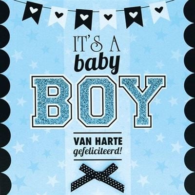Feestbazaar Geboorte Kaart 'It's a Baby Boy' Blauw