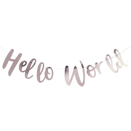 Feestbazaar Geboorte Letterslinger 'Hello World' Rosé goud (2m)