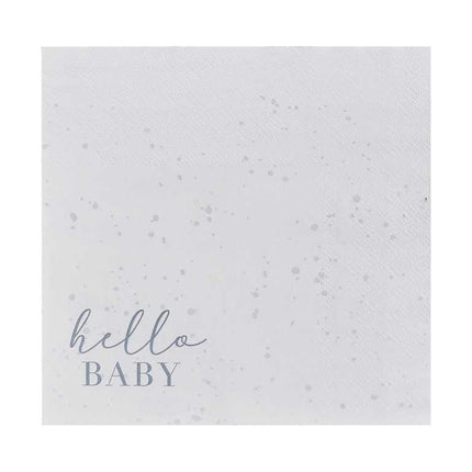 Feestbazaar Geboorte Servetten Hello Baby Grijs/Creme