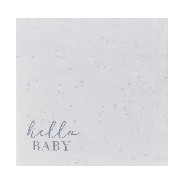 Feestbazaar Geboorte Servetten Hello Baby Grijs/Creme