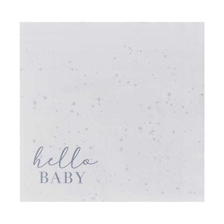 Feestbazaar Geboorte Servetten Hello Baby Grijs/Creme