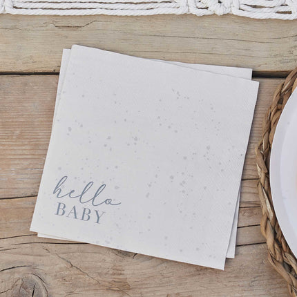 Feestbazaar Geboorte Servetten Hello Baby Grijs/Creme