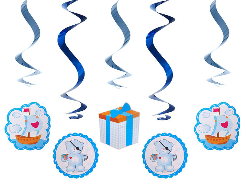 Feestbazaar Geboorte Swirl Beertjes Blauw