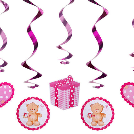 Feestbazaar Geboorte Swirls Beertjes Roze - 5 Stuks