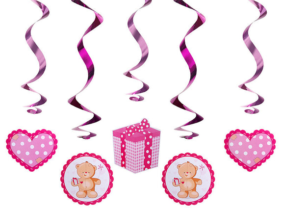 Feestbazaar Geboorte Swirls Beertjes Roze - 5 Stuks