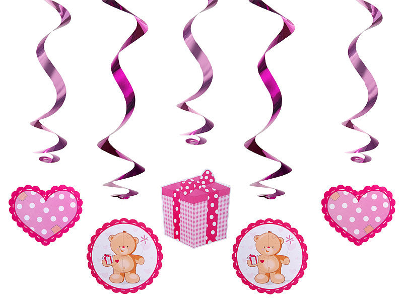 Feestbazaar Geboorte Swirls Beertjes Roze - 5 Stuks