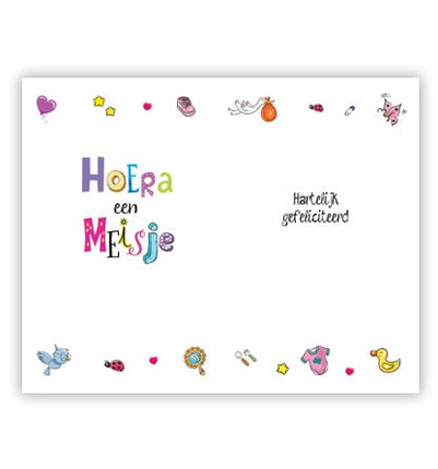 Feestbazaar Geboortekaart Hoera Een Meisje Roze Gestanst
