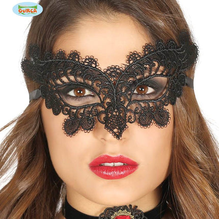 Feestbazaar Geborduurde zwarte oogmasker
