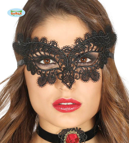 Feestbazaar Geborduurde zwarte oogmasker