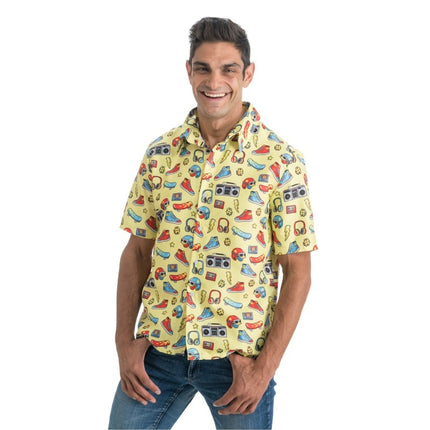 Feestbazaar Gele 90's Blouse met Icoontjes