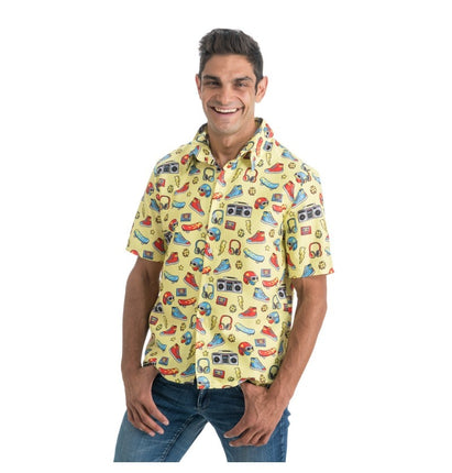 Feestbazaar Gele 90's Blouse met Icoontjes